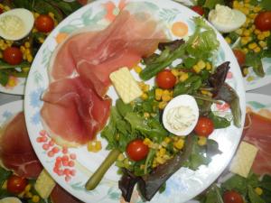 Jambon cru et crudités