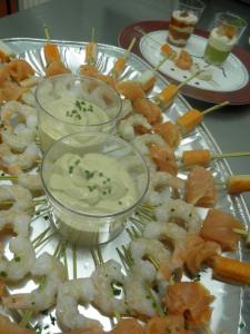 Brochettes de la mer sauce cocktail